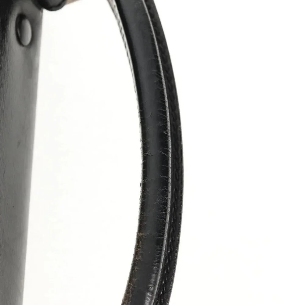 PRADA Business Bag Nylon Leather Black Silver Auth bs31717